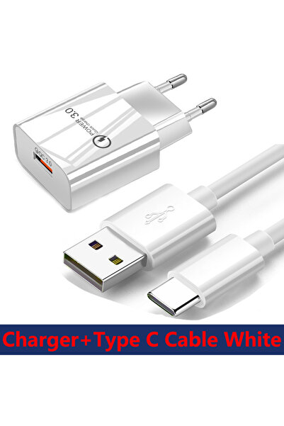 Choice كابل شاحن أبيض 18 وات 3 أمبير شحن سريع من النوع C كابل شاحن USB لهاتف ...