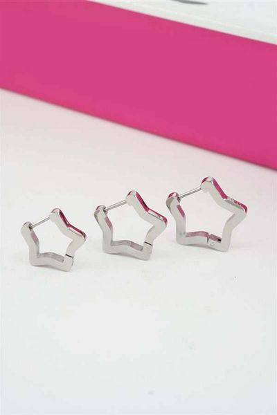 By Zeyna Aksesuar Women's Vip Series 316 L Stainless Steel Star Model 3-Piece Earring Set