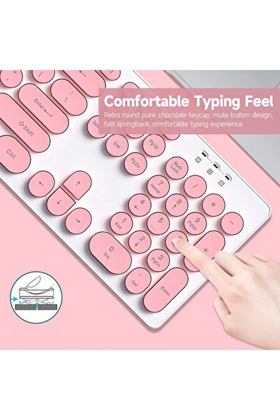 divendi-ro Wireless Keyboard and Mouse Kit, Universal, Pink-Alb