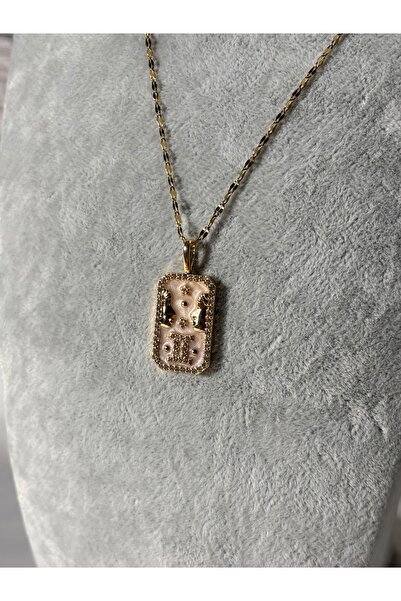 Uzak Işıklar قلادة من الفولاذ برج الجوزاء مع حجر الزركون باللون الذهبي