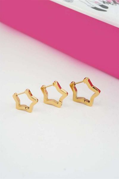 By Zeyna Aksesuar Women's Vip Series 316 L Stainless Steel Star Model 3-Piece Earring Set