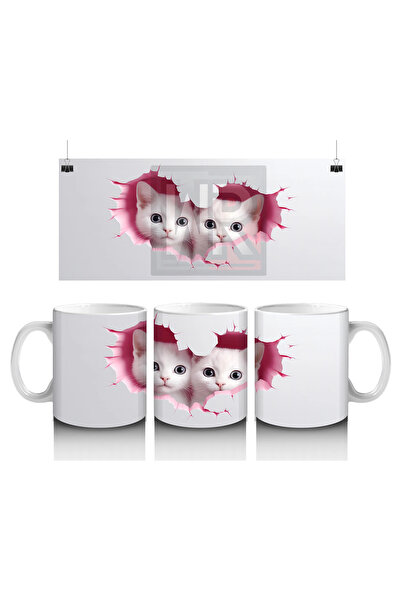 Wisdom Rain قطتان لطيفتان ينظمان في كراك في قلب - كوب قهوة مطبوع