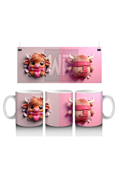 Wisdom Rain دمية دببة على شكل قلب - كوب قهوة مطبوع