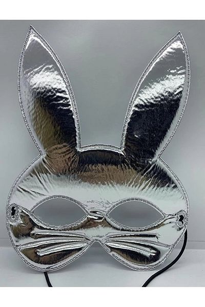 PRATİKOBA Silver Color Fabric Fabrication Rabbit Mask 25x17 Cm