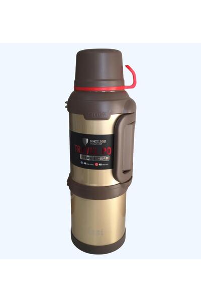 nonserviamworld D.Kadı Thermos Vacuum Travel Pot 48 Hours Hot 48 Hours Cold 4 Liters Gold