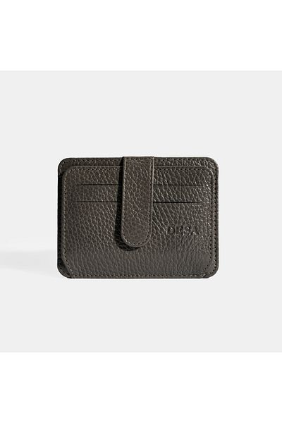 Desa Men's Dark Gray Leather Card Holder