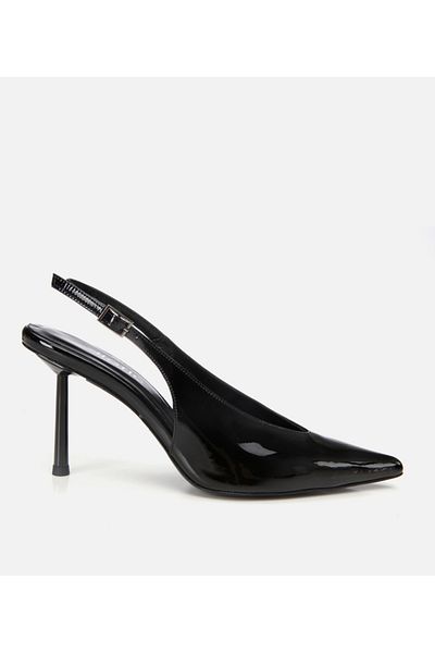 Hotiç Women's Patent Leather Black Open Back Stiletto