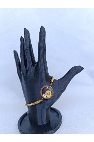 Ahsen Jewellery Çelik Açılmaz Fanuslu Çeyrek Altın Burgu Zincirli Bileklik