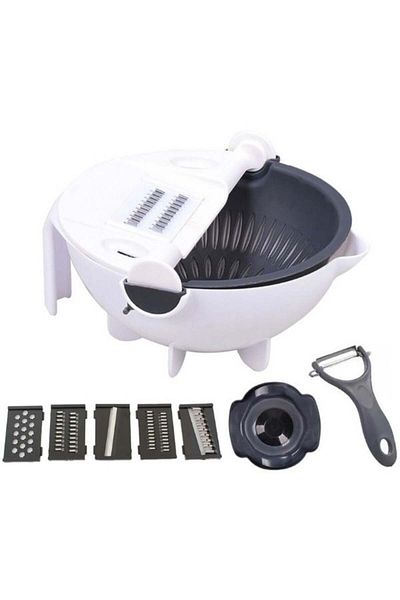 Welora Manual vegetable and fruit slicer with bowl and accessories - White
