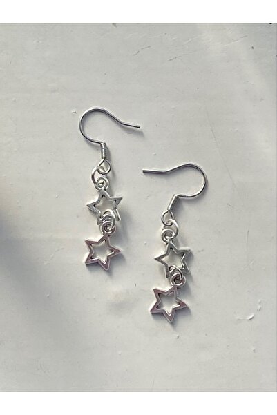 WhimsyWhite Yıldız küpe, pinterest küpe, 2’li yıldız nikel küpe