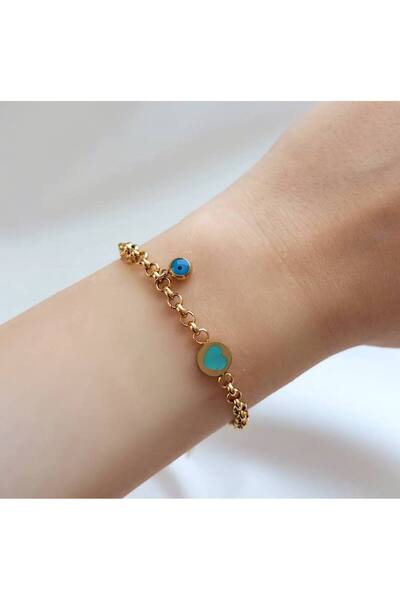 Minne Jewelry-Accessory سوار فولاذي - سوار خرز العين - سوار فولاذي - سوار - س...