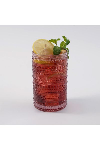 LA MESA 4 Pcs Highball Glass Set, Pink 7.5*7.5*12.5 Cm
