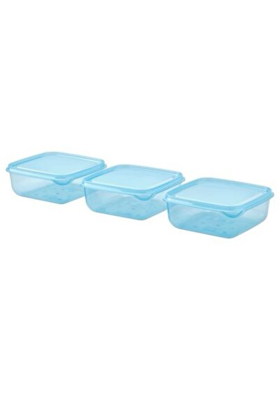 IKEA Pruta Plastic Storage Container Set Blue 0,6Lt, 3 Pieces