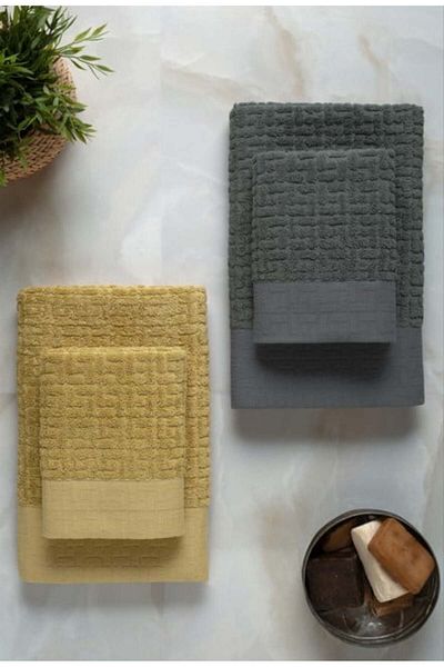 Altınbaşak Bathroom Set Anthracite Mustard