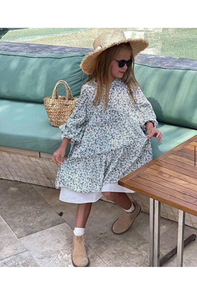 noliva bebek ve çocuk Noliva Vintage Style Girl's Dress – Soft Texture, Floral Design