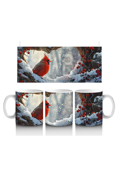 Wisdom Rain طائر الكاردينال على أغصان مجمدة - كوب قهوة مطبوع