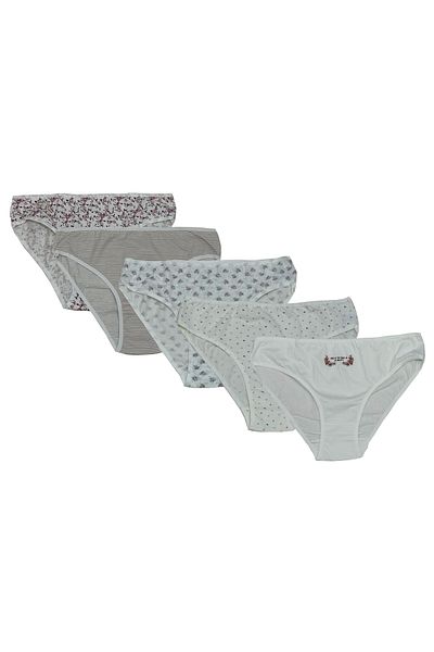 MUK's Beauty Tools Women's 5-Piece Slip Bikini Panties 95% Cotton 5% Elastane (Colors, Patterns May Vary.)