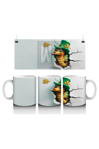 Wisdom Rain مجسم ثعبان لطيف بطابع القديس باتريك مع قبعة - كوب قهوة مطبوع