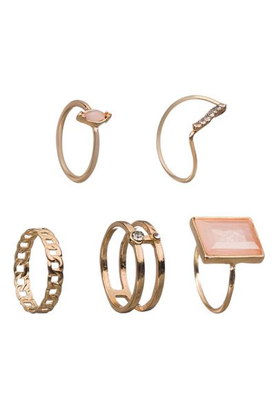 OEM Set of 5 Women's Gold Rings Stra