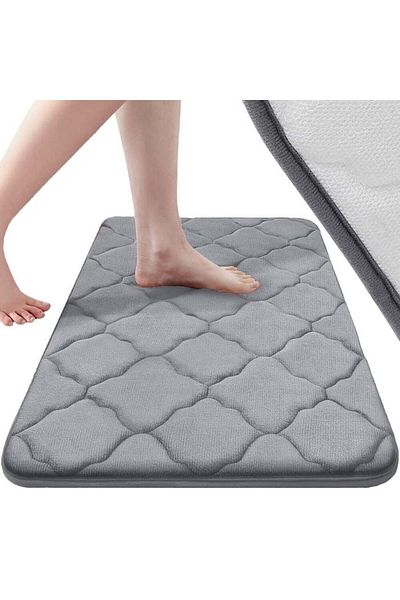 Welora Covoraș de baie din microfibră cu absorbție rapidă a apei, antiderapant, gri - 50 x 40 cm