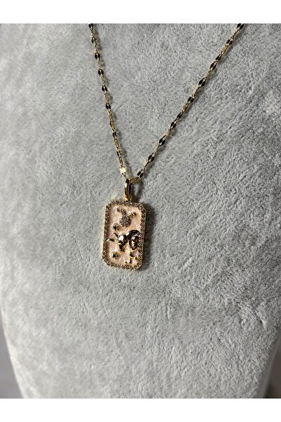 Uzak Işıklar قلادة من الفولاذ برج الثور من حجر الزركون باللون الذهبي