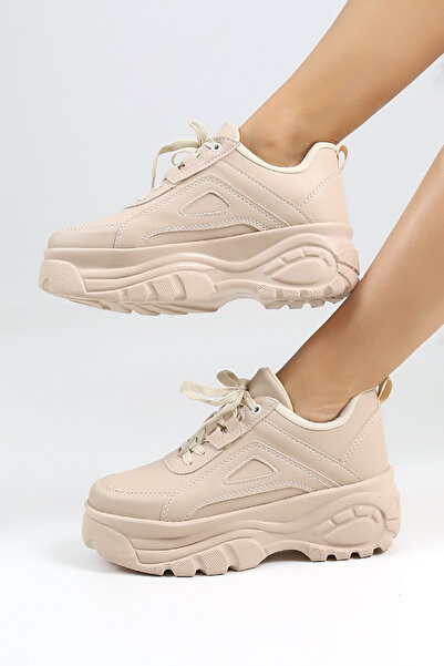 Encool Béžové dámské ležérní tenisky Stylová vysoká podrážka – s barevnými variantami