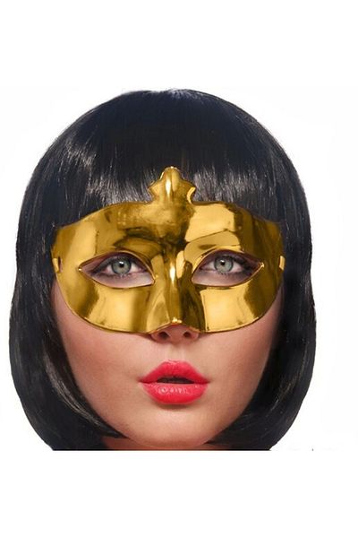 PRATİKOBA Gold Color Costume Party Extra Shiny Prom Mask 15x10 Cm