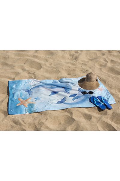 Erays Home Cute Dolphins Marine Beach Towel Unisex Beach Sea Towel Summer Towel
