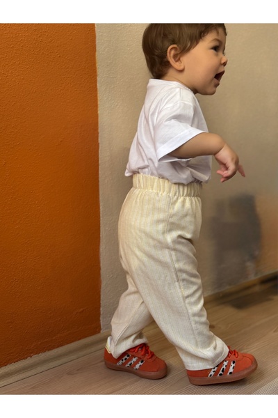 BabyDia Çizgili Keten Pantolon