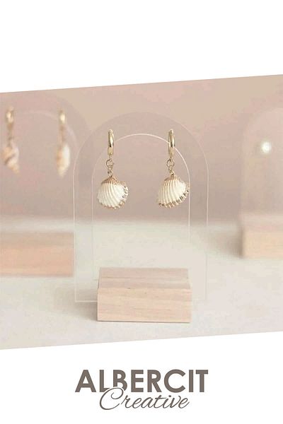 ZarDünya 3-Piece Arched Earring Stand, Acrylic and Wooden Stand, Plexiglass Organizer, Acrylic Jewelry Stand