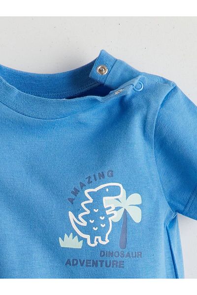 LC Waikiki Lcw Baby Printed Baby Boy Combed Cotton Jumpsuit