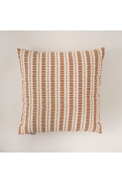 Boutique Blanche وسادة قطنية مطبوعة ومطفية اللون، لون بني