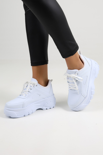 Encool Bílé dámské ležérní tenisky Stylová vysoká podrážka – s barevnými variantami