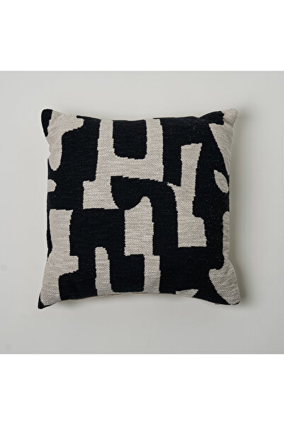 Boutique Blanche وسادة جاكار تجريدية 50*50 سم، باللونين الأبيض والأسود