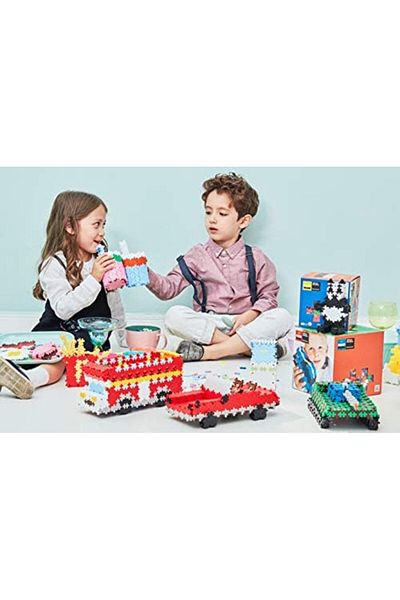 Plus Plus Construction Building Toy, Open Play Set - 100 Piece - Neon Color Mix