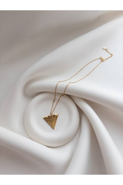 Minne Jewelry-Accessory Steel Triangle Necklace - Triangle Steel Necklace - Steel Necklace - Gold Color Steel Necklace