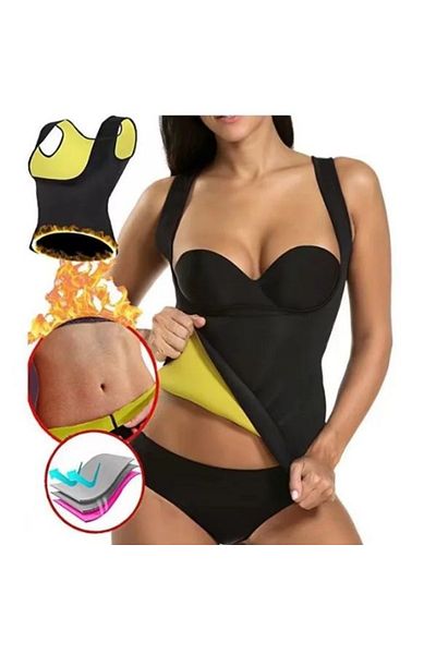 divendi-ro Leotard de slăbire din neopren pentru femei, negru/galben, mărimea L - Negru/galben