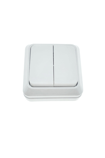 OEM 2-button switch, surface-mounted, with frame, 80 x 80 x 35mm, white