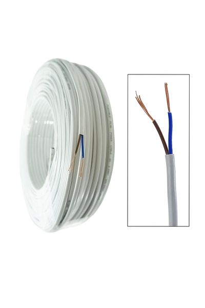 OEM MYY-UP electrical cable roll, 2 x 0.5 mm2, copper, 100m, CEMYY-UP2-0.50-WH, 2C, 300/500V, white