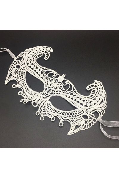 PRATİKOBA White Color Lace Cut Lace Embroidered Prom Party Mask No 1