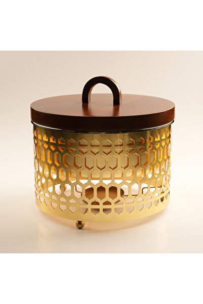 LA MESA Stainless Steel Food Warmer 5L With Wooden Lid, Gold