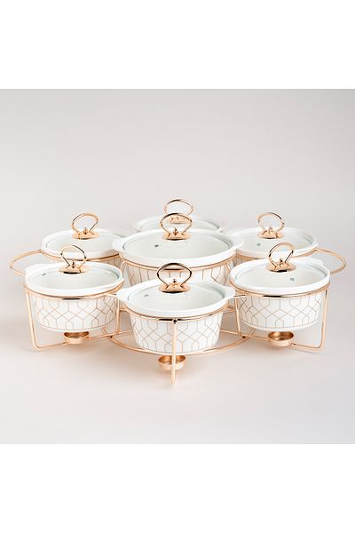 LA MESA 7-Piece Round Food Warmer With Stand