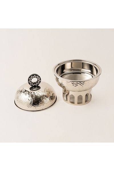 LA MESA silver metal food server with stand 3 L