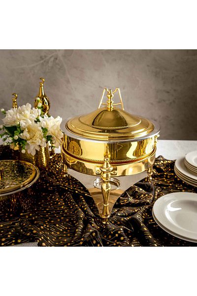 LA MESA Chafing Dish With Side Hanger - 5L - Gold Colour