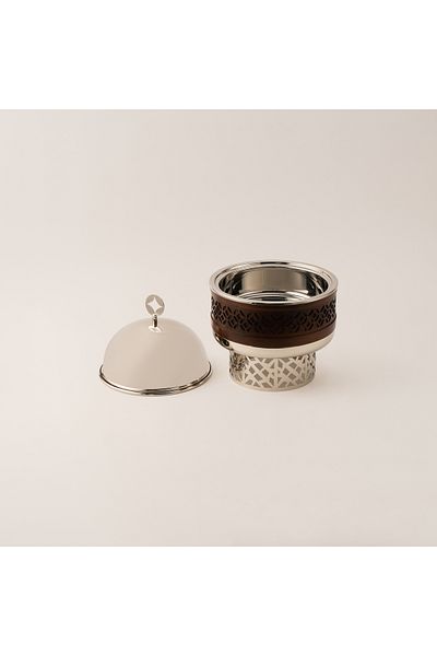 LA MESA small food server with stand in silver metal 1.5 L