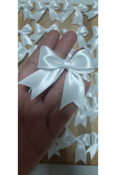 Goodsecond White Satin Bow Ribbon 25 Pieces