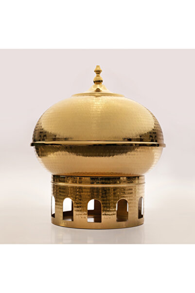 LA MESA Metal Plated Food Warmer With Stand 40*40*41Cm, Gold