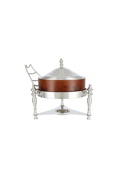 LA MESA Woood Pot Chaffing Dish With Side Hanger - 5L - Nickel Plated