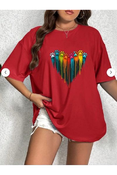 FAEL LİFE Women / Girls Wide Cut Thsort Owersiz Color Patiler Printed