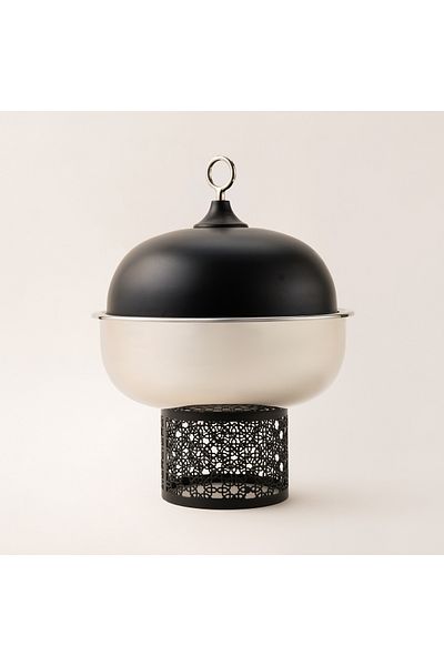 LA MESA silver metal food server with stand 3L